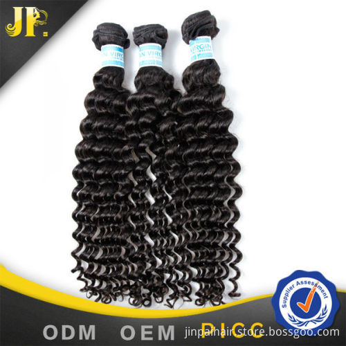 Tangle free with no shedding human hair weft of indian deep wave bundle